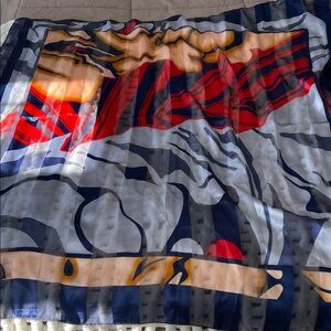 Abstract Patterned Scarf, square. 38x38. Made in Korea. 💯 % polyester. NWOT.